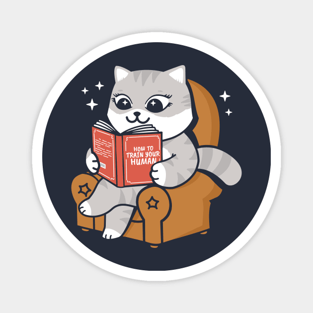 Cat Reading a Book - How To Train Your Human Magnet by felixpimenta